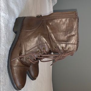 Brown leather boots